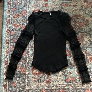 Free People Lace Long Sleeve Top